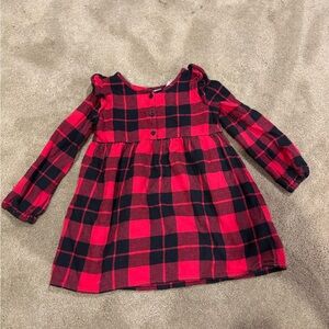 The Children's Place Red and Black Plaid Long-Sleeve Dress